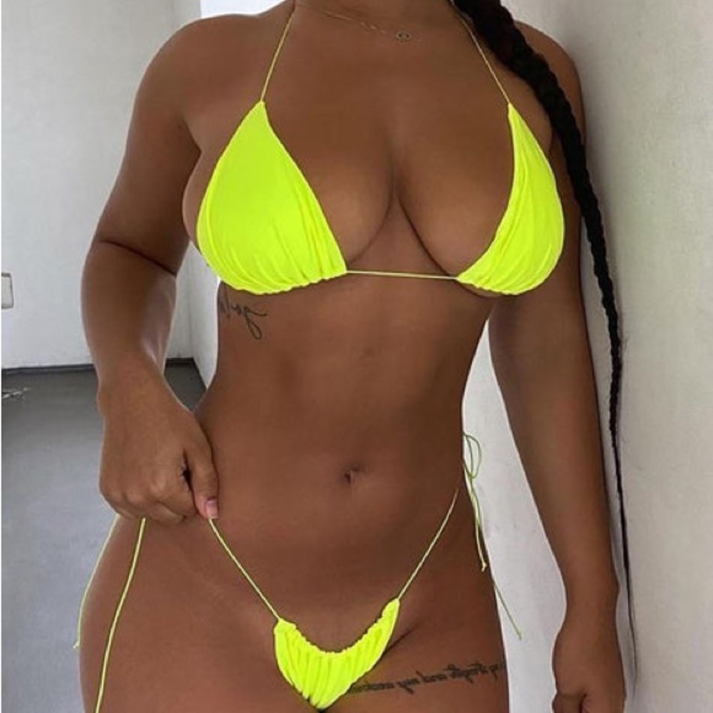 Neon green two piece bikini